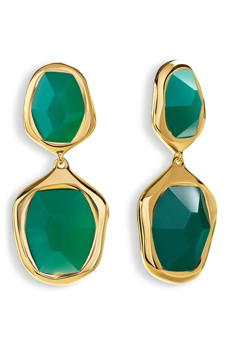 Green Onyx Drop Cocktail Earrings, Main, color, 18CT GOLD VERMEIL / GREEN ONYX