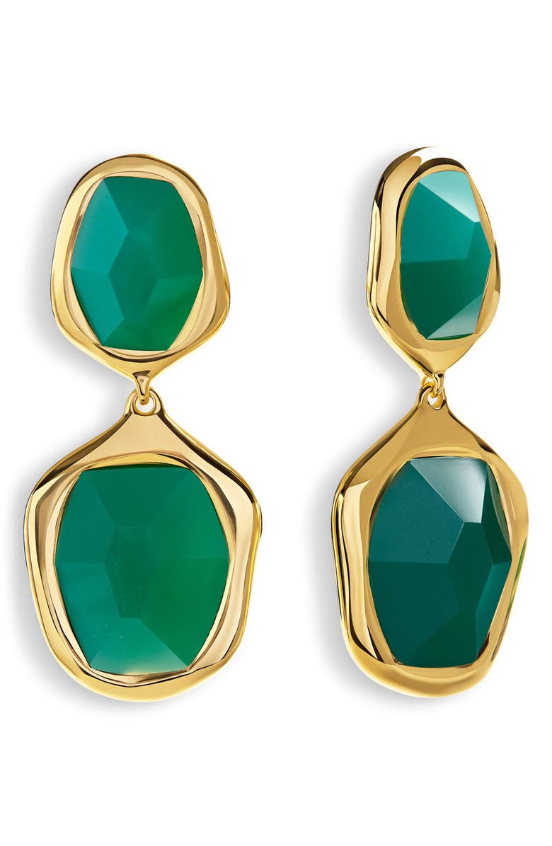 Monica Vinader Green Onyx Drop Cocktail Earrings, Main, color, 18K Gold Vermeil / Green Onyx