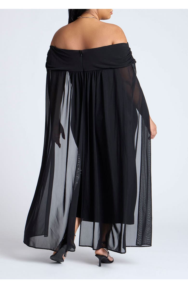 ELOQUII Off The Shoulder Cape Gown, Alternate, color,