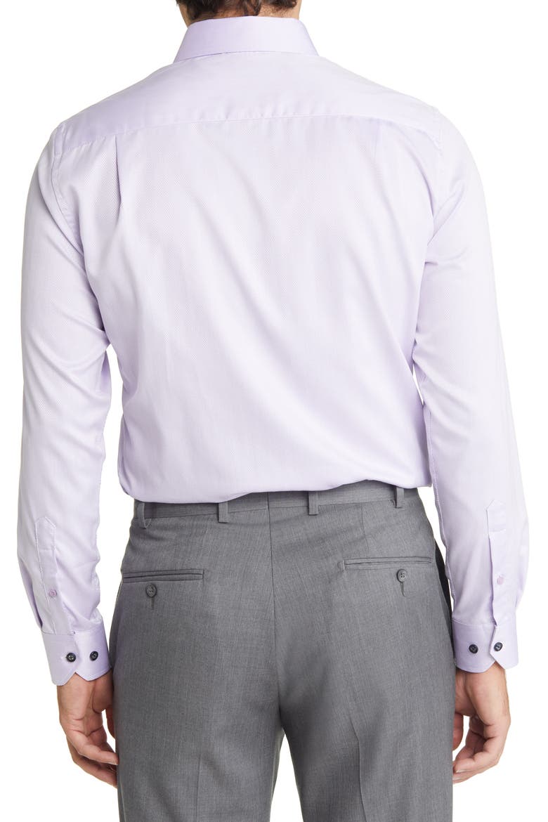 Men's Tailored Fit Herringbone Dress Shirt, Alternate, color, LILAC