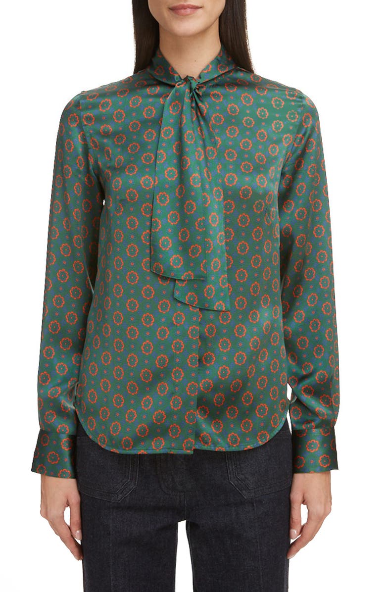 Victoria Beckham Tie Neck Silk Shirt, Main, color,