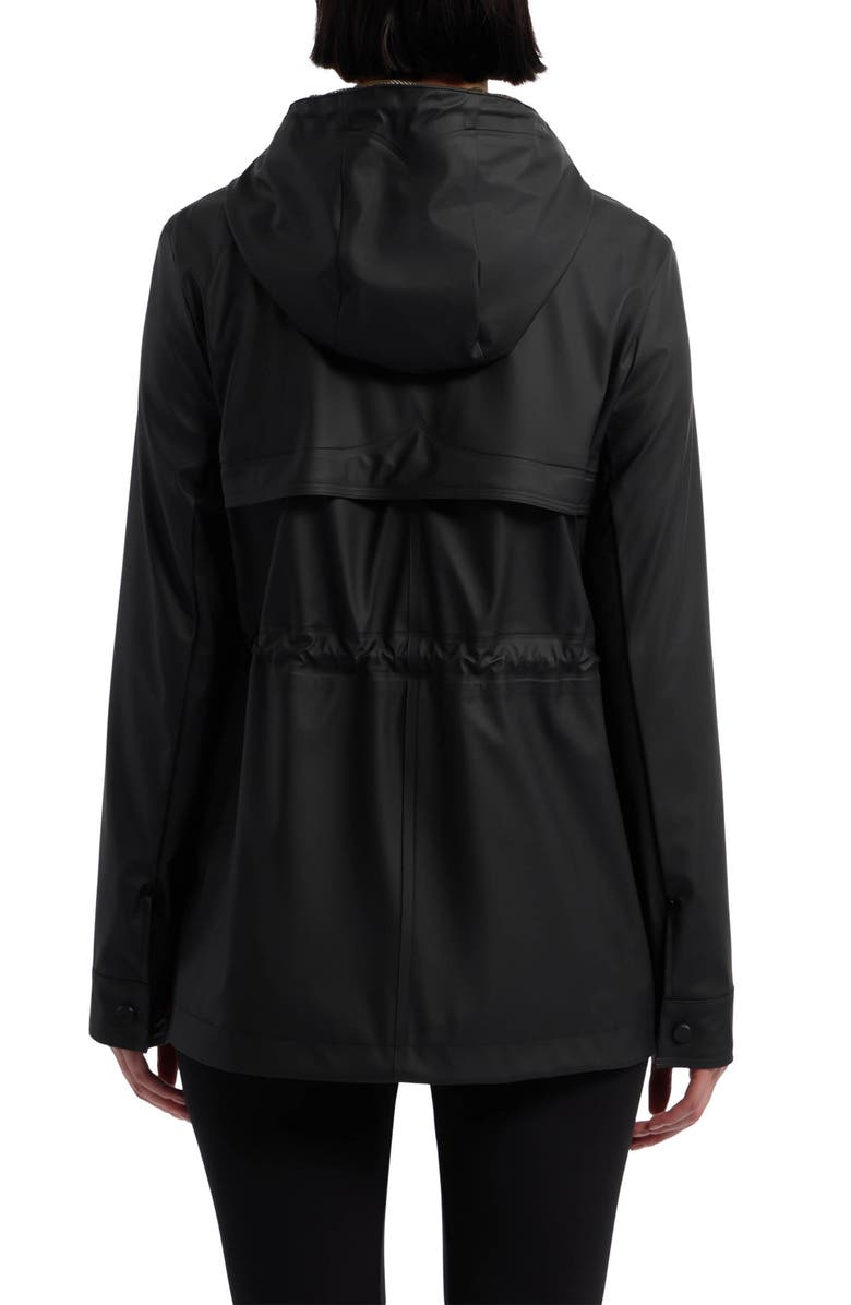 Hunter Abbey Short Rubberized Rain Jacket, Alternate, color, Black