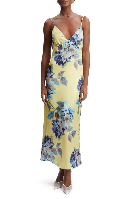 Bardot Wintour Floral Print Satin Dress In Bold Blue Floral