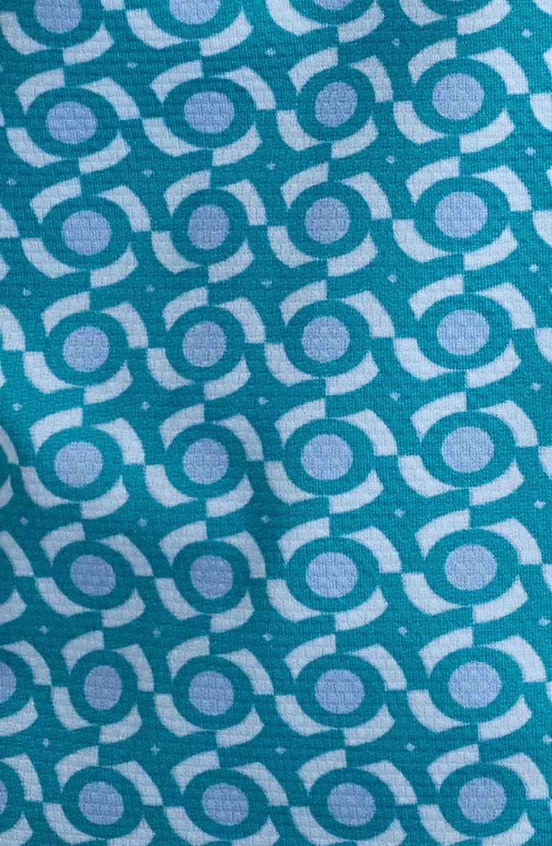 Mizzen+Main Halyard Trim Fit Kaleidoscope Print Short Sleeve Button-Up Shirt, Alternate, color, Teal Kaleidoscope