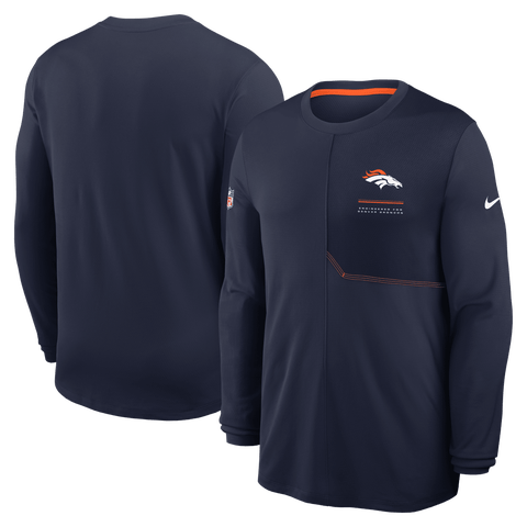 Men's Nike  Navy Denver Broncos Sideline Coaches UV Dri-FIT Long Sleeve Shirt