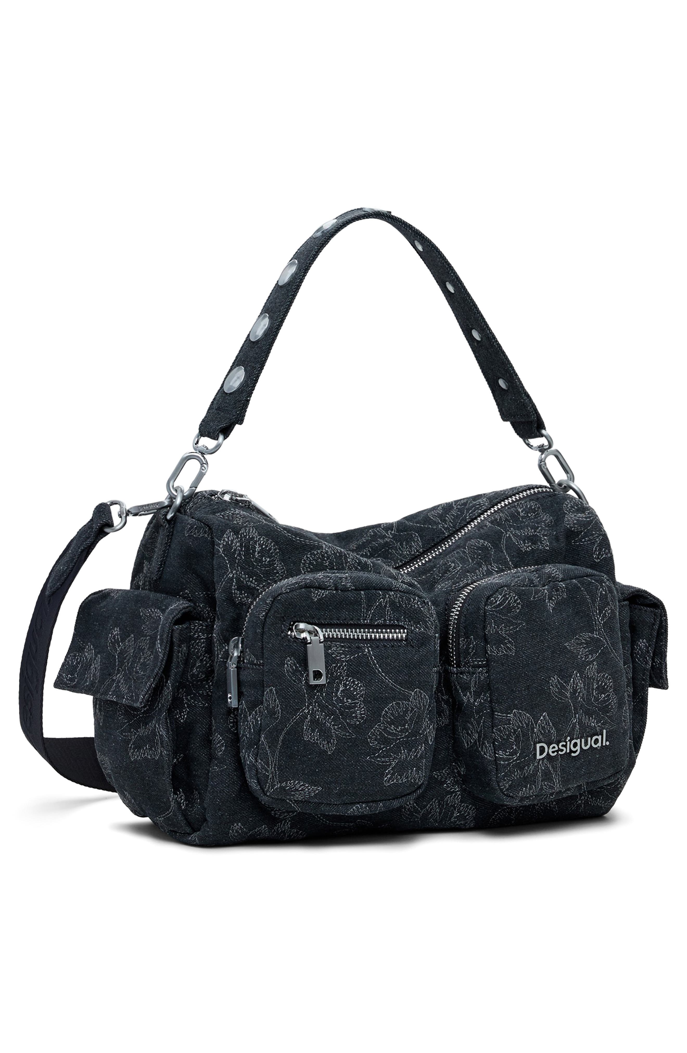 Desigual Denim Shoulder Bag, Alternate, color, Black