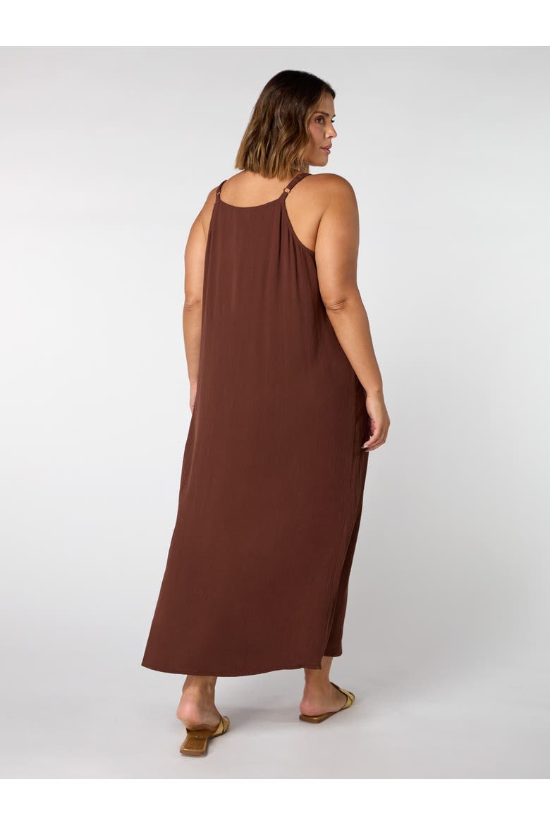 Crinkle Strappy Dress, Alternate, color, Chocolate