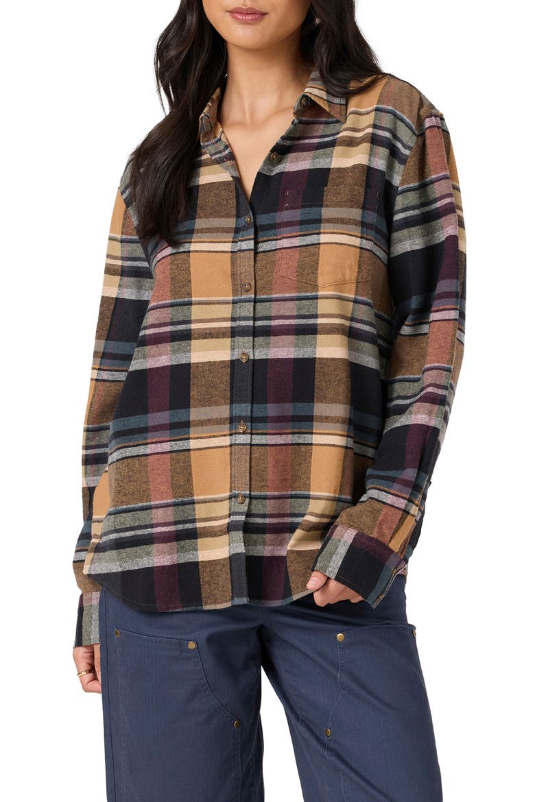 Logan Plaid Flannel Shirt, Alternate, color, PHANTOM