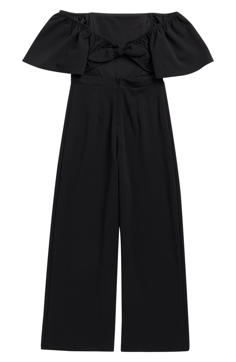 LOVE, NICKIE LEW Kids' Flutter Sleeve Tie Back Jumpsuit, Alternate, color, Black