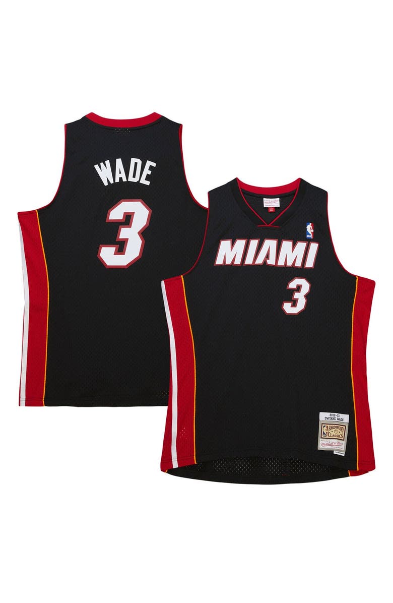 Mitchell & Ness Men's Mitchell & Ness Dwyane Wade Black Miami Heat Hardwood Classics Swingman Jersey, Main, color, Black
