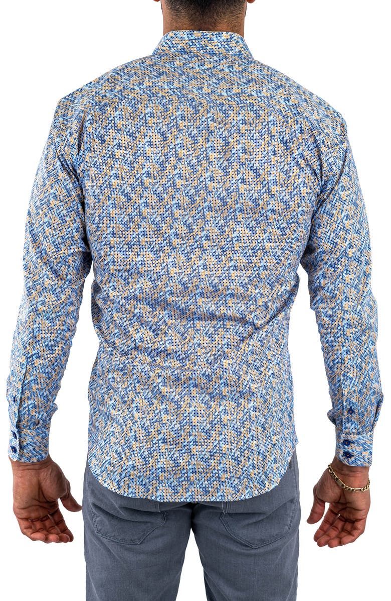 Maceoo Einstein Stretchsymbol22 Blue Button-Up Shirt, Alternate, color, Blue