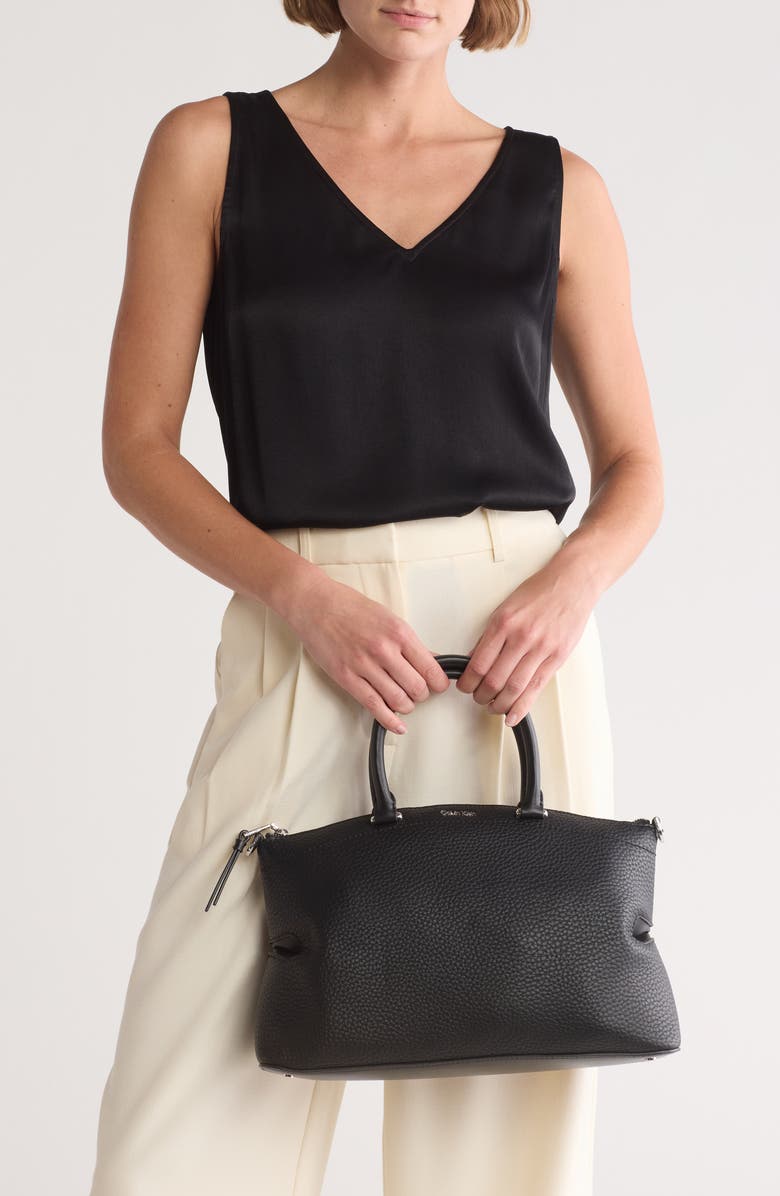 Calvin Klein Cypress Satchel Bag, Alternate, color, Black/ Silver