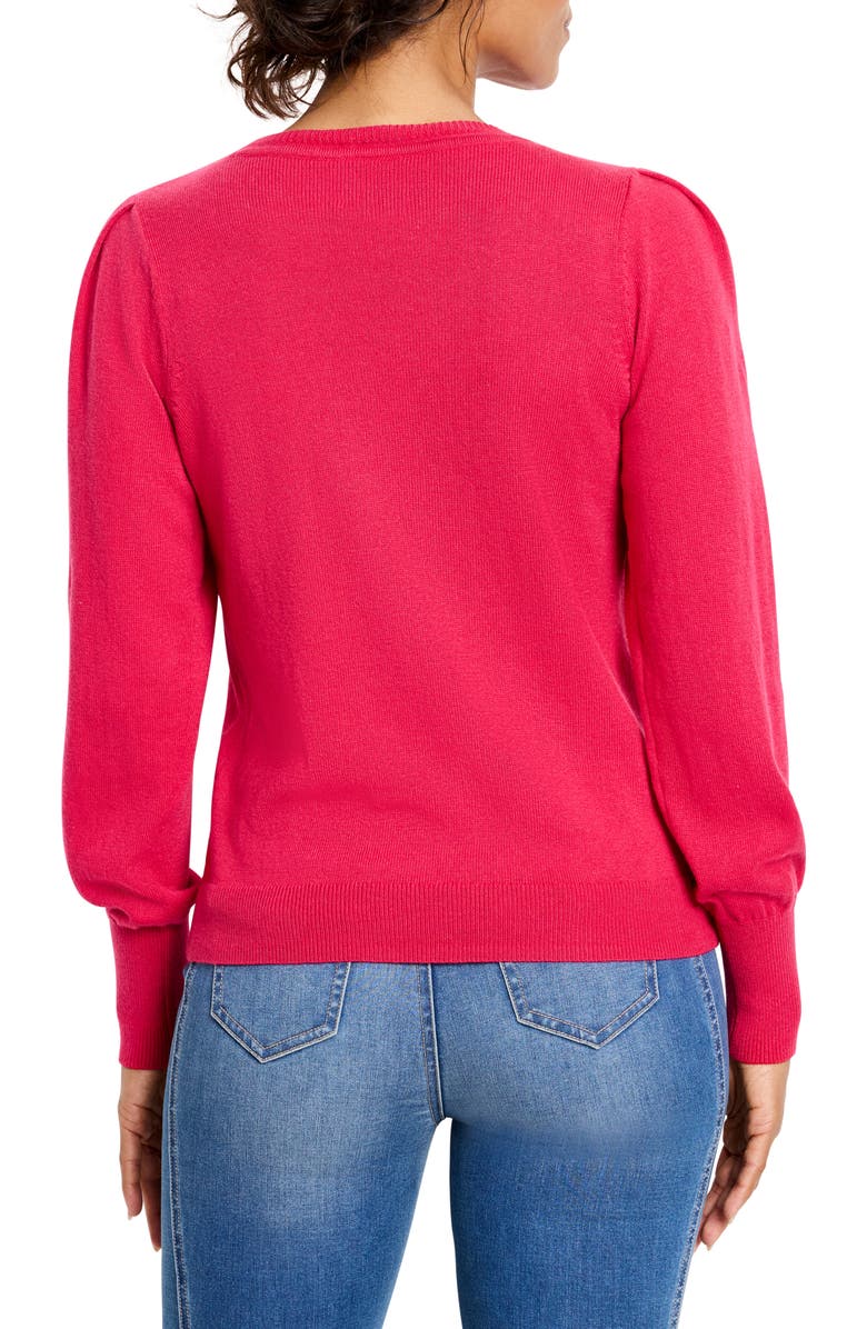 NIC+ZOE Pleat Shoulder Sweater, Alternate, color, Amaryllis