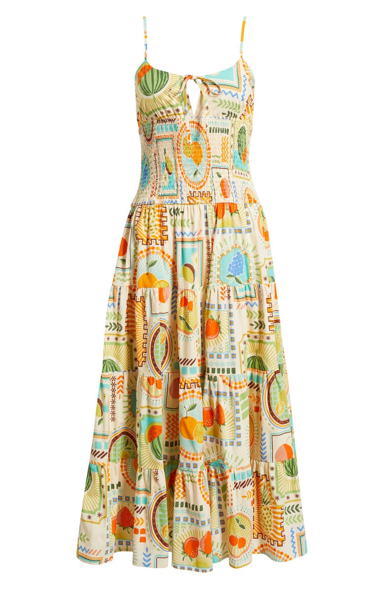 MOON RIVER Print Tiered Maxi Dress, Alternate, color, Orange Multi