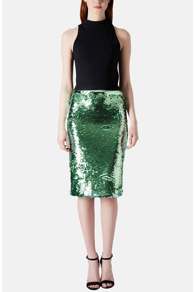 Sequin Pencil Skirt, Alternate, color, MINT
