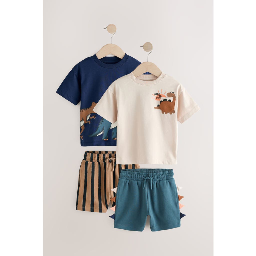 Next Babies' Kids' 4-piece Mix & Match Dinosaur T-shirt & Shorts Set