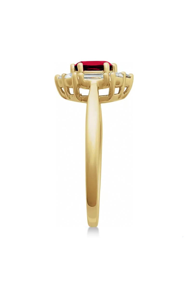 ALLUREZ Oval Lab Ruby & Diamond Halo Ring 14K, Alternate, color, 1Ct/Yellow Gold