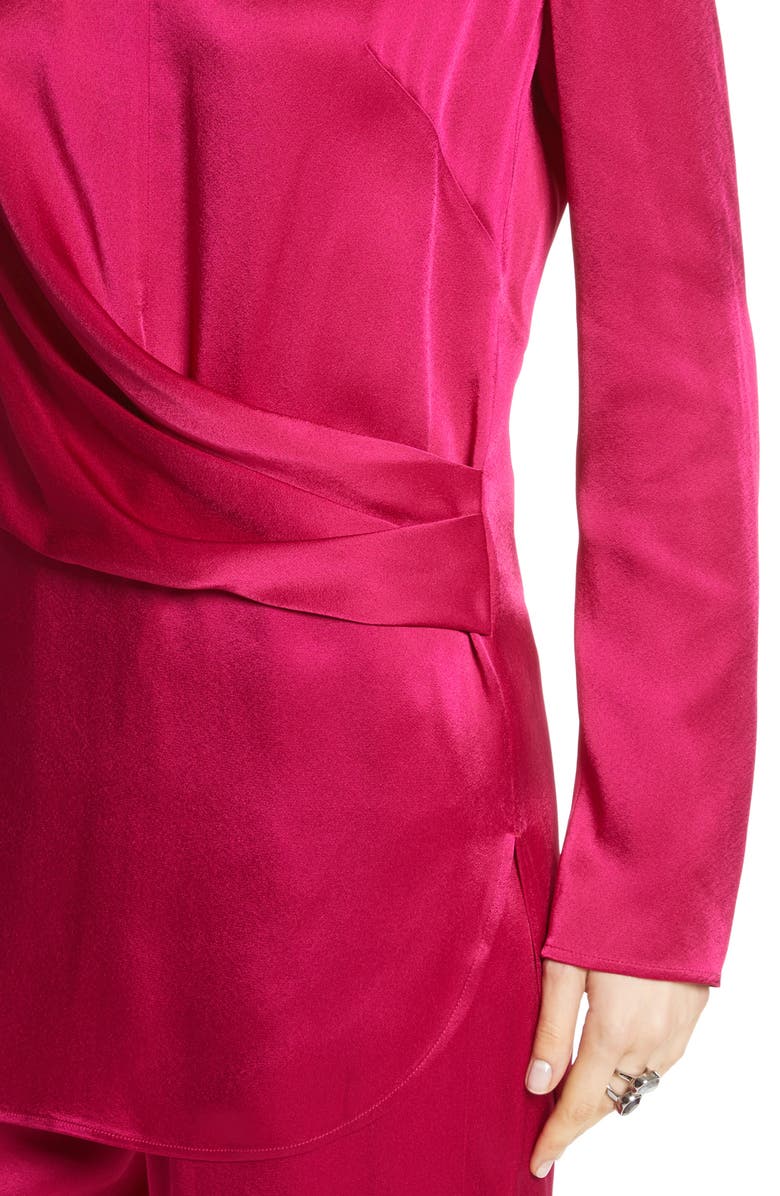 St. John Collection Front Drape Liquid Crepe Blouse, Alternate, color,