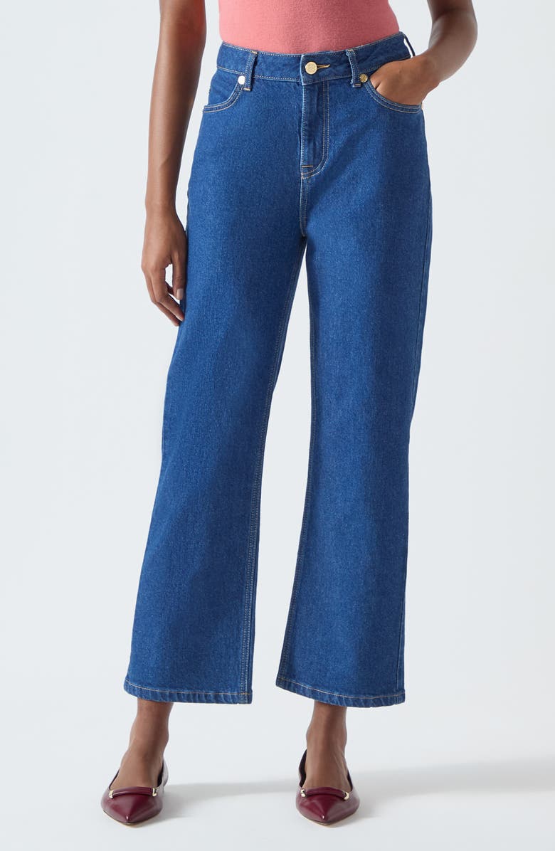 LK Bennett Willow Wide Leg Ankle Jeans, Main, color, Indigo