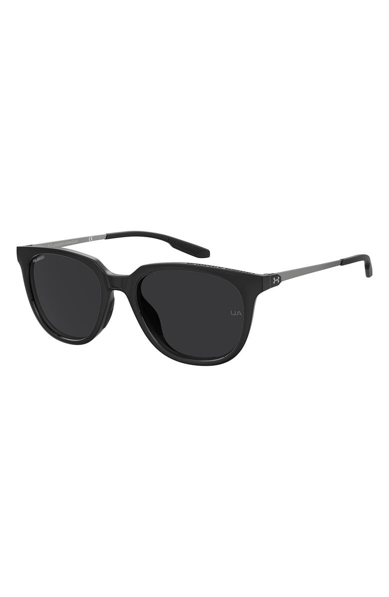 Under Armour Circuit 54mm Gradient Polarized Rectangular Sunglasses, Alternate, color, Black