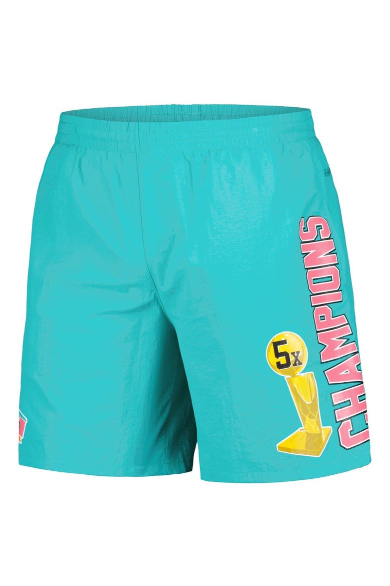 Men's Mitchell & Ness Teal San Antonio Spurs 5x Champions Heritage Shorts, Alternate, color, Teal