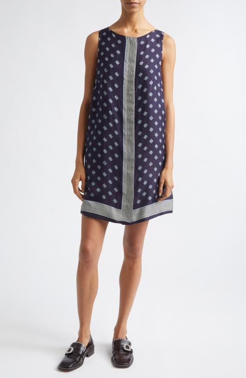 Foyer Diamond Print Silk Minidress