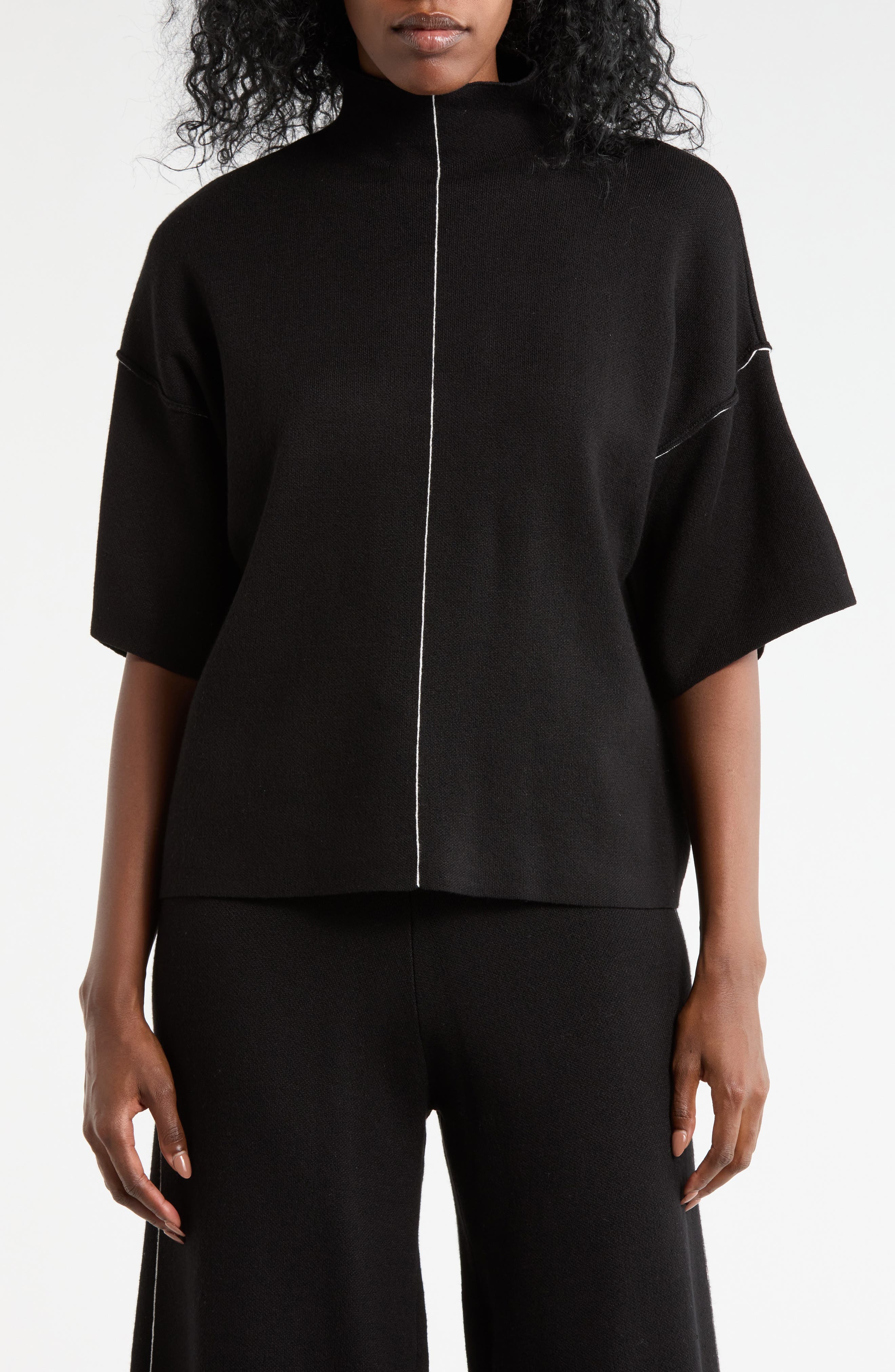 MAX STUDIO Elbow Sleeve Mock Neck Sweater