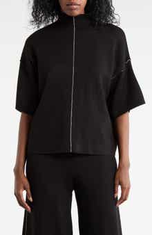 MAX STUDIO Elbow Sleeve Mock Neck Sweater