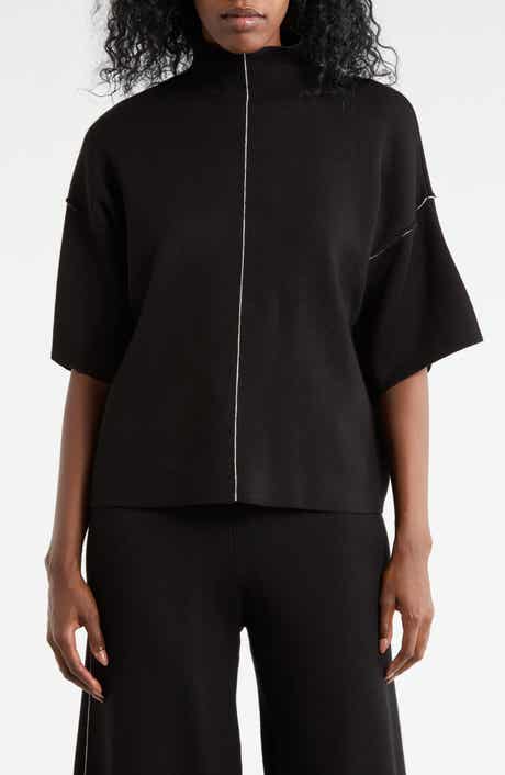 MAX STUDIO Elbow Sleeve Mock Neck Sweater