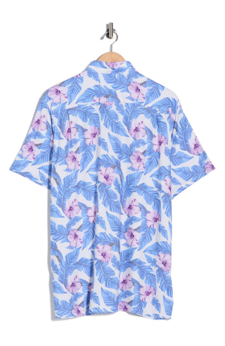 CONSTRUCT Floral Leaf Performance Knit Polo, Alternate, color, White/ Blue