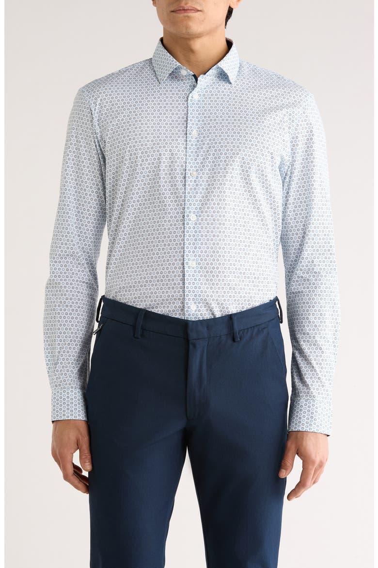 Stretch Cotton Sport Shirt, Main, color, BLUE/ BLUE
