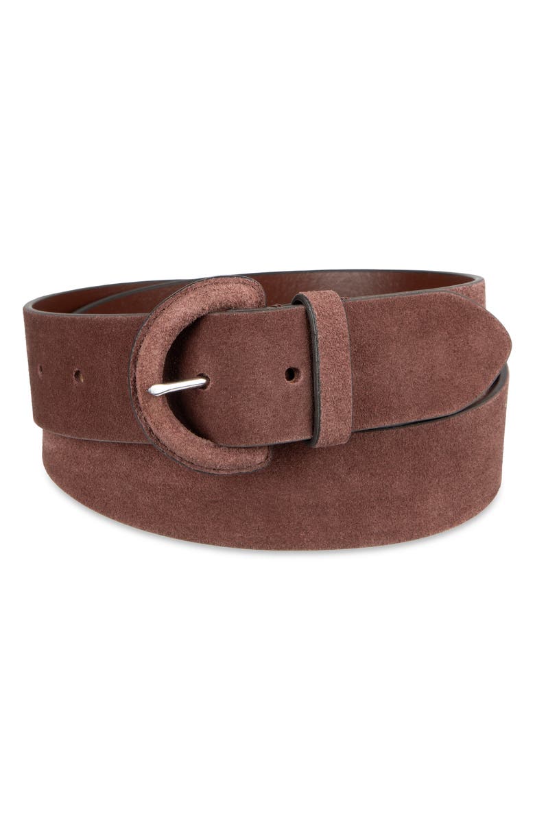 Cole Haan Covered Buckle Suede Belt, Alternate, color, Brown