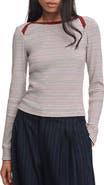 rag & bone Essential Striped Rib Bateau Neck Tee