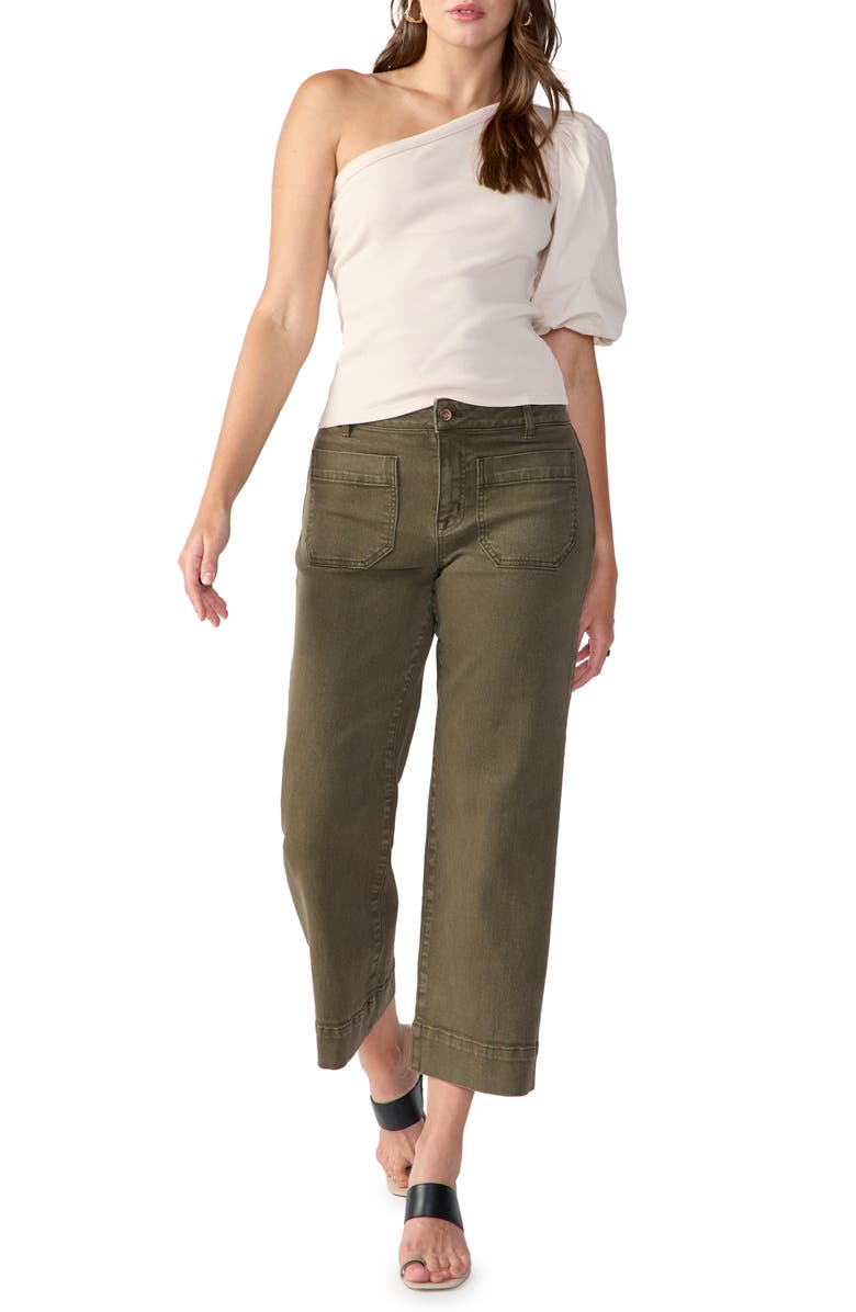 Sanctuary Off & Popping Mixed Media One-Shoulder Top, Alternate, color, Toasted Ma