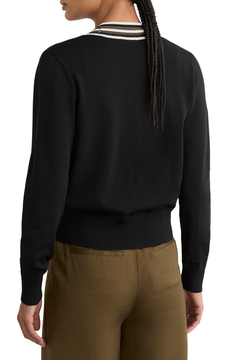 Reiss Danni Embroidered Cardigan, Alternate, color, Black/ Khaki Gre