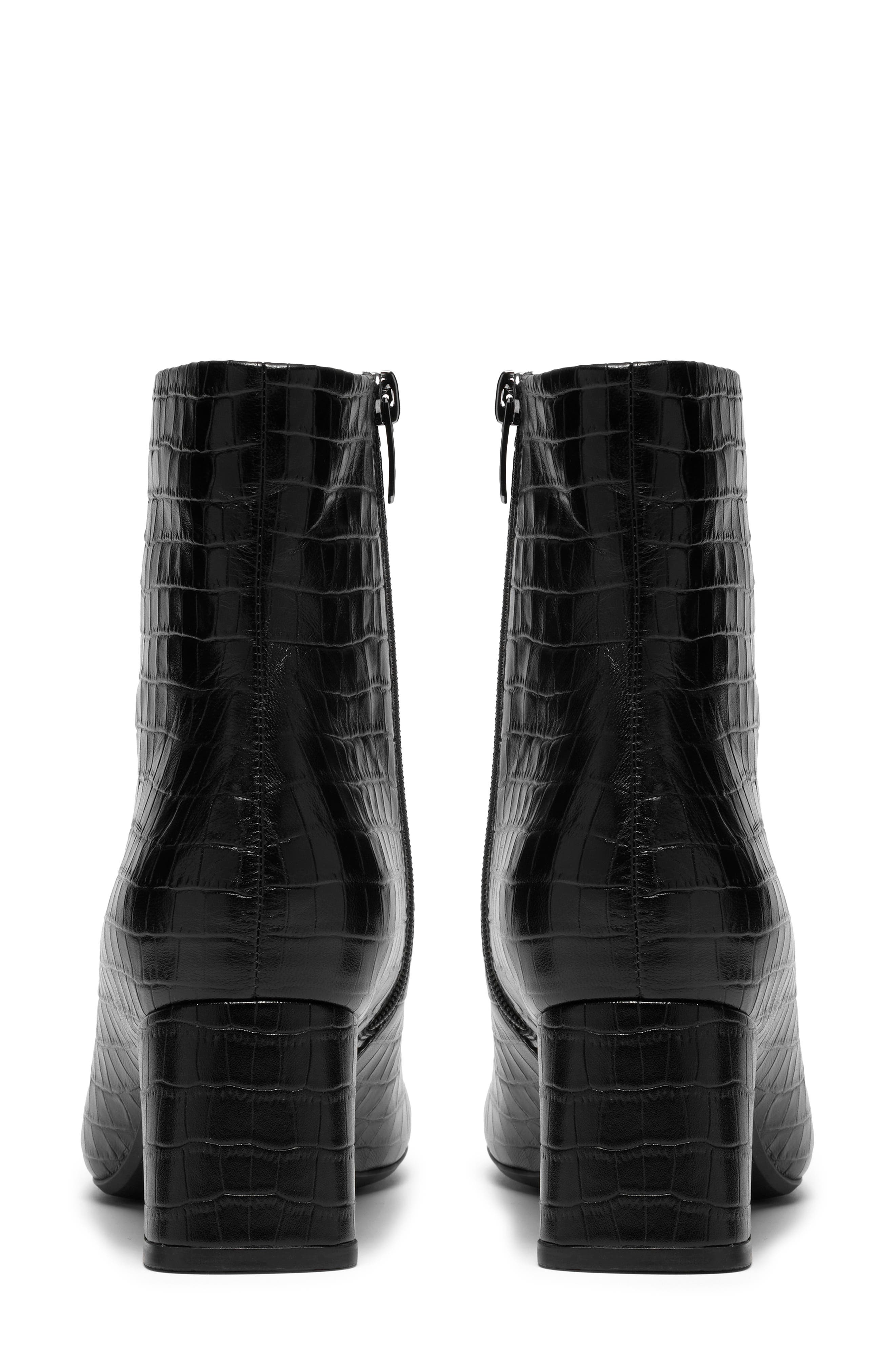 Fernie Croc Embossed Leather Bootie, Alternate, color, BLACK CROC