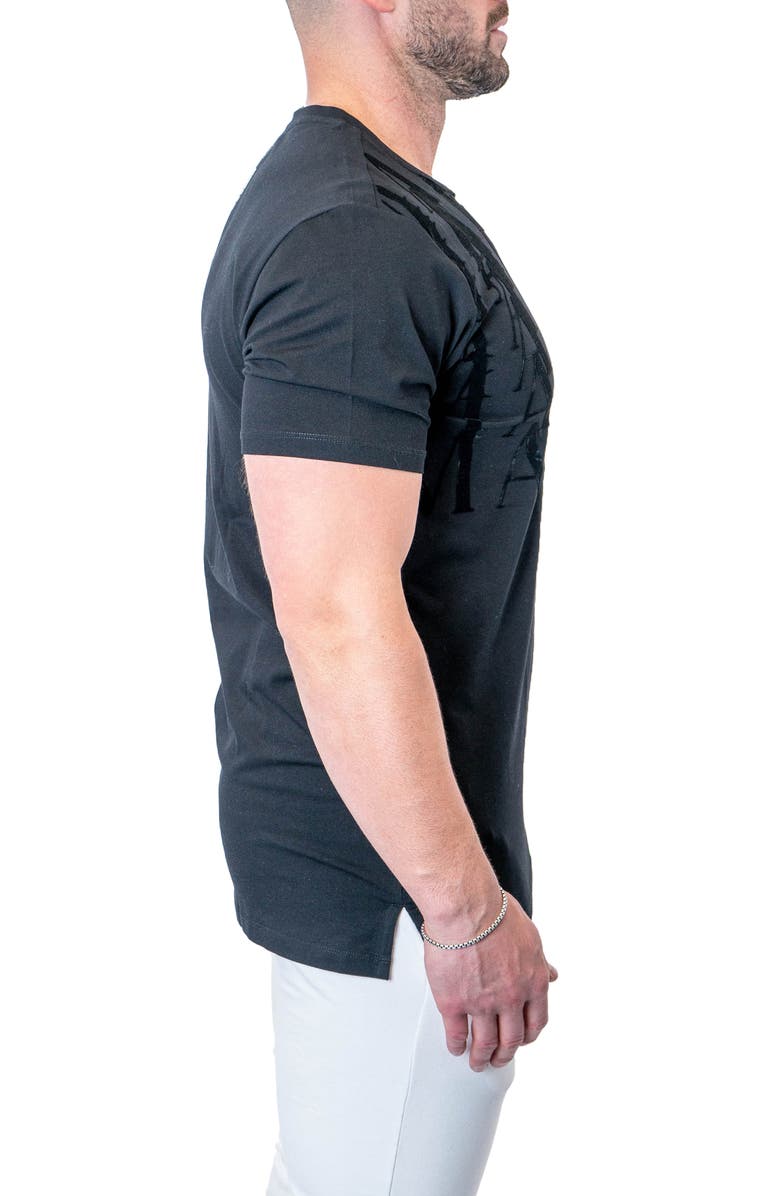 Maceoo Repetition Black Logo Appliqué Stretch Cotton T-Shirt, Alternate, color, Black