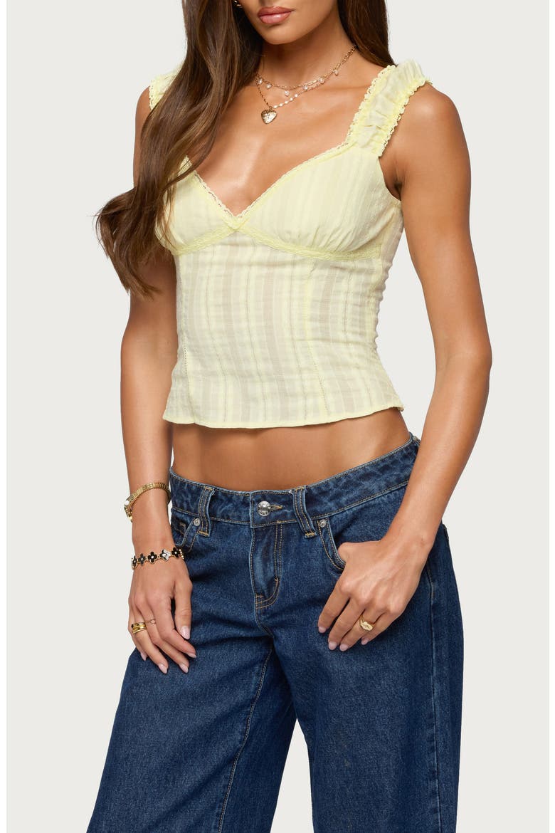 Katerine Lace Trim Tank, Main, color, YELLOW