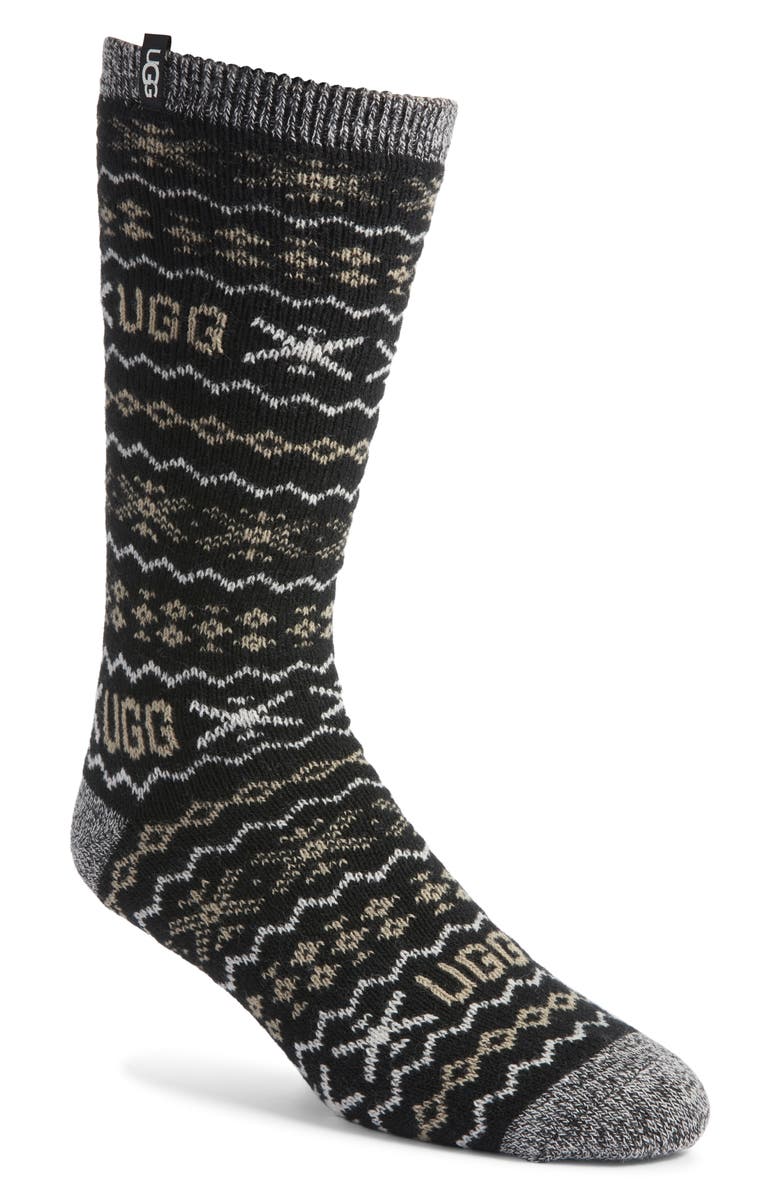 UGG<sup>®</sup> Keavy Cozy Crew Socks, Main, color, Black Multi Uggisle