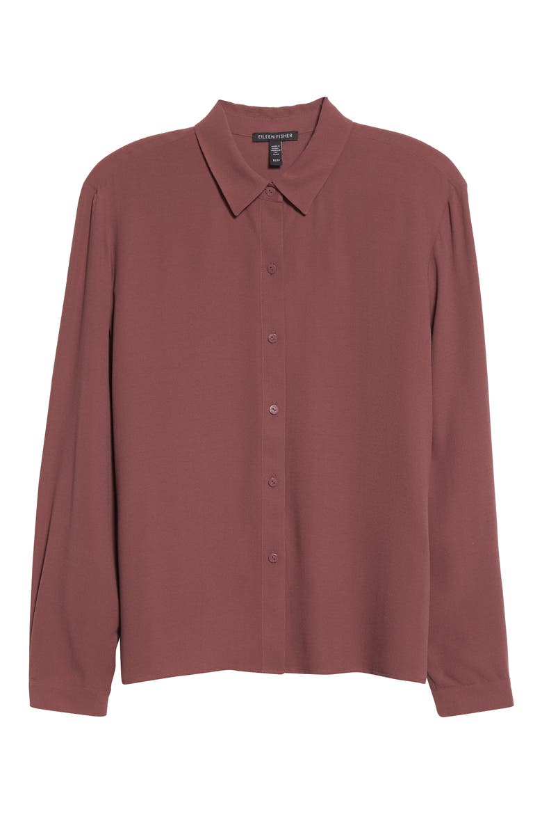 Classic Collar Easy Silk Button-Up Shirt, Alternate, color, FIG
