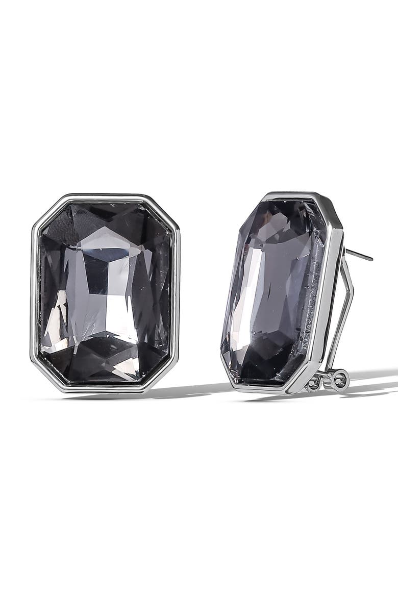 Gemstone Crystal Stud Earrings, Alternate, color, Smoke Grey