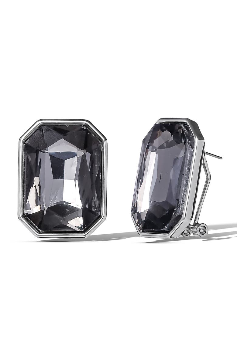 Jessica Simpson Gemstone Crystal Stud Earrings, Alternate, color, Smoke Grey