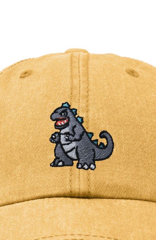 Dalix Giant Lizard Embroidered Dad Hat In Washed Gold