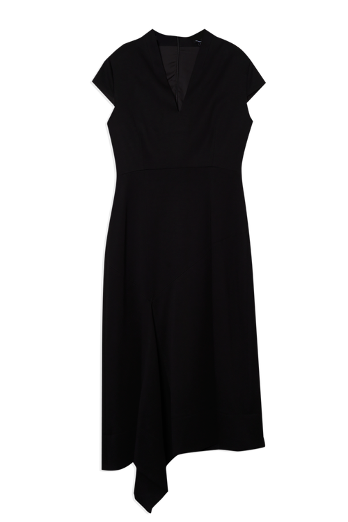 Karen Millen Ponte V-neck Midi Dress In Black