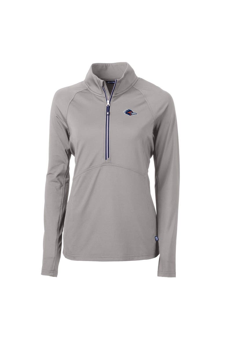 Women's Cutter & Buck  Gray UTSA Roadrunners Adapt Eco Knit Stretch Recycled Half-Zip Pullover Top, Alternate, color, Gray