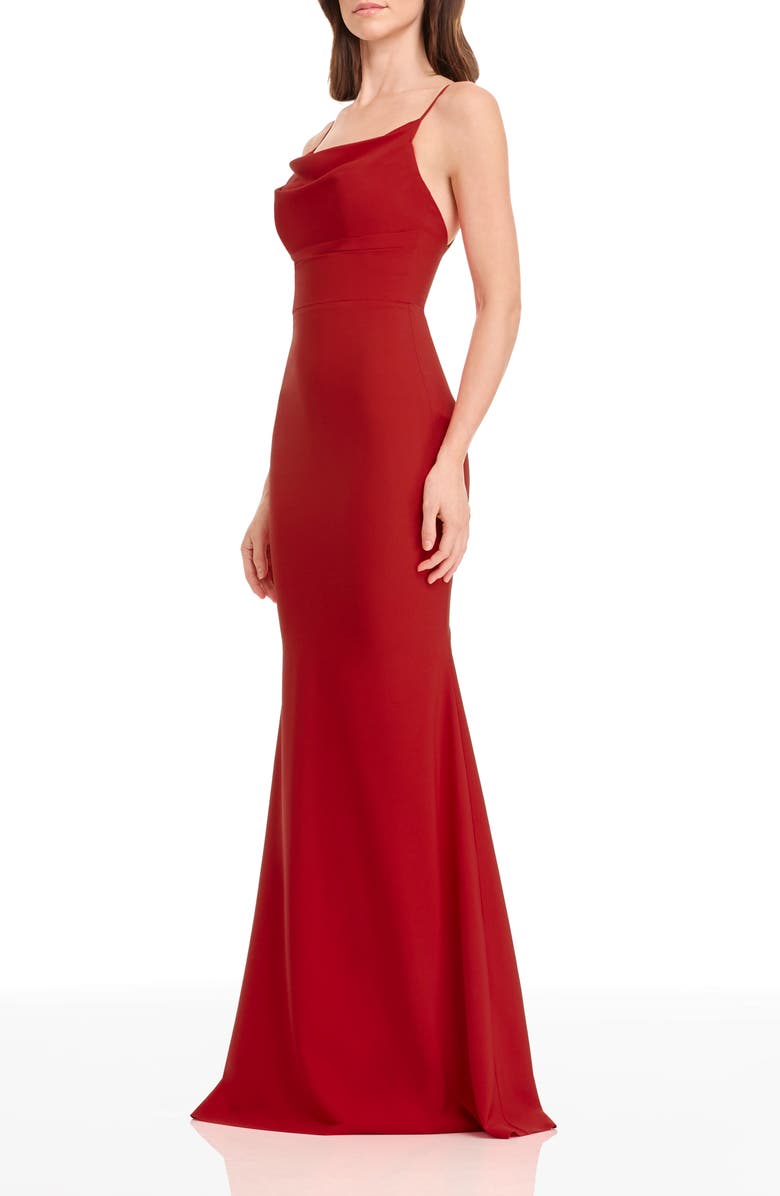 Dress the Population Eliana Cowl Neck Mermaid Gown, Alternate, color, Rouge