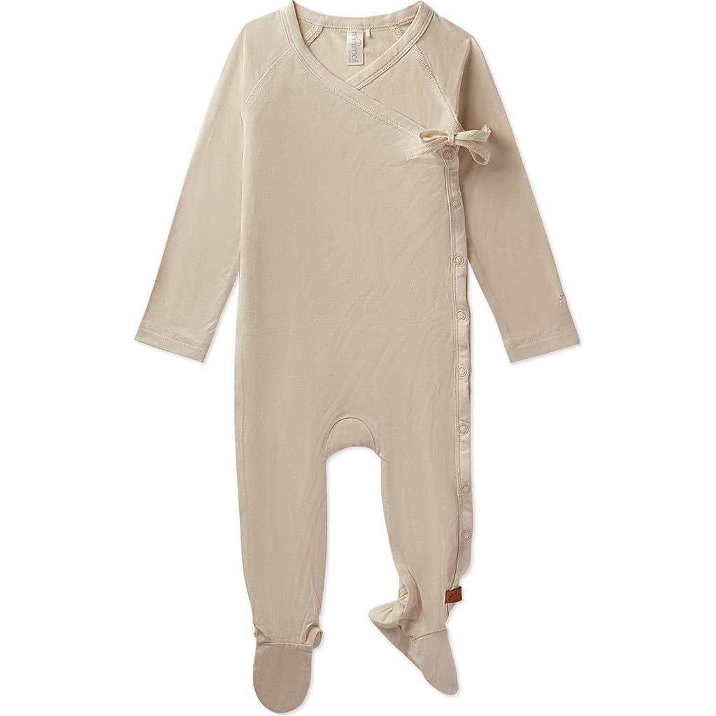 Minimoi Kids Crossover-neckline Stretch Modal Footie In Neutral