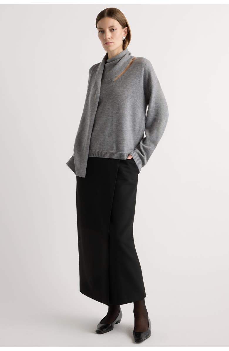 Modern Citizen Amanda Scarf-Neck Wool Sweater, Alternate, color, Heather Graphite