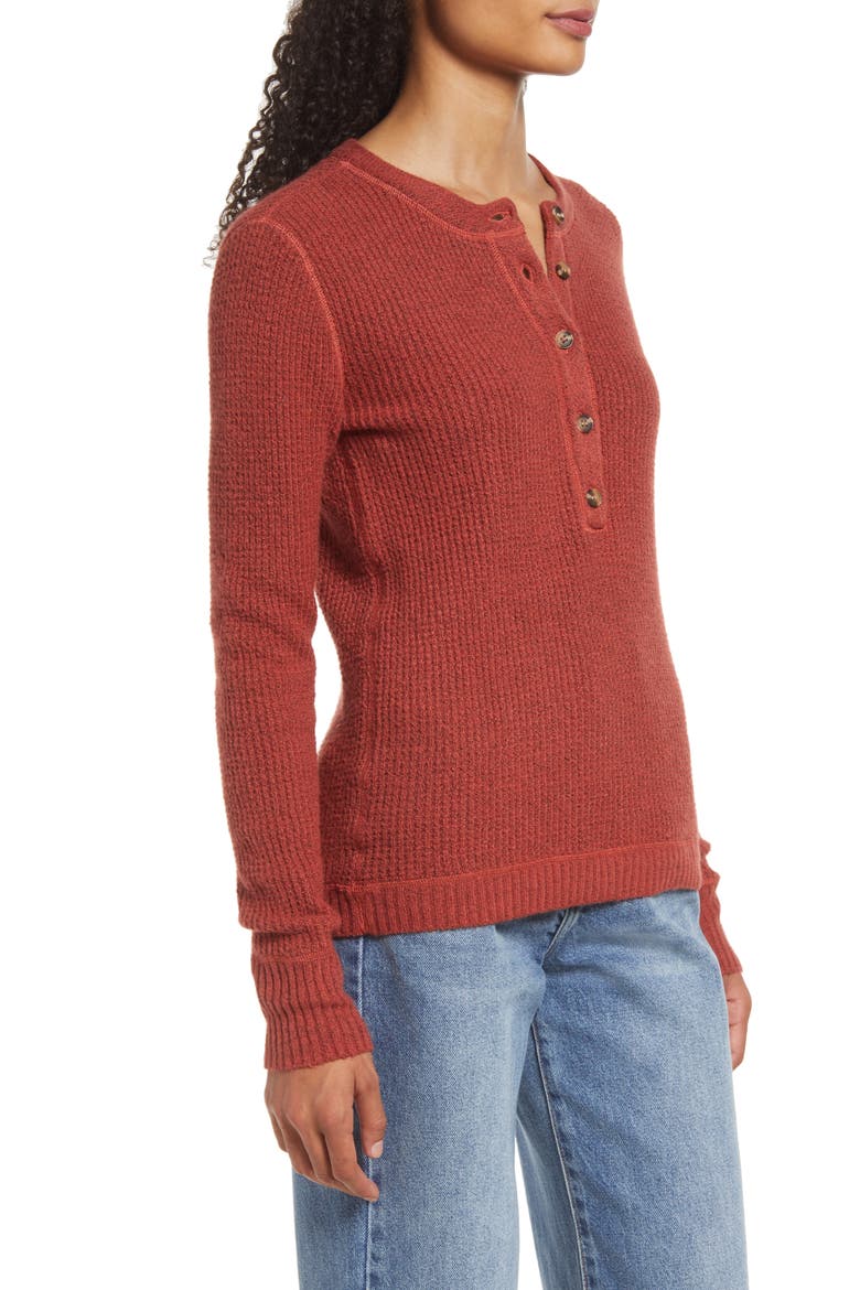Cozy Waffle Sweater Henley, Alternate, color, RUST SPICE