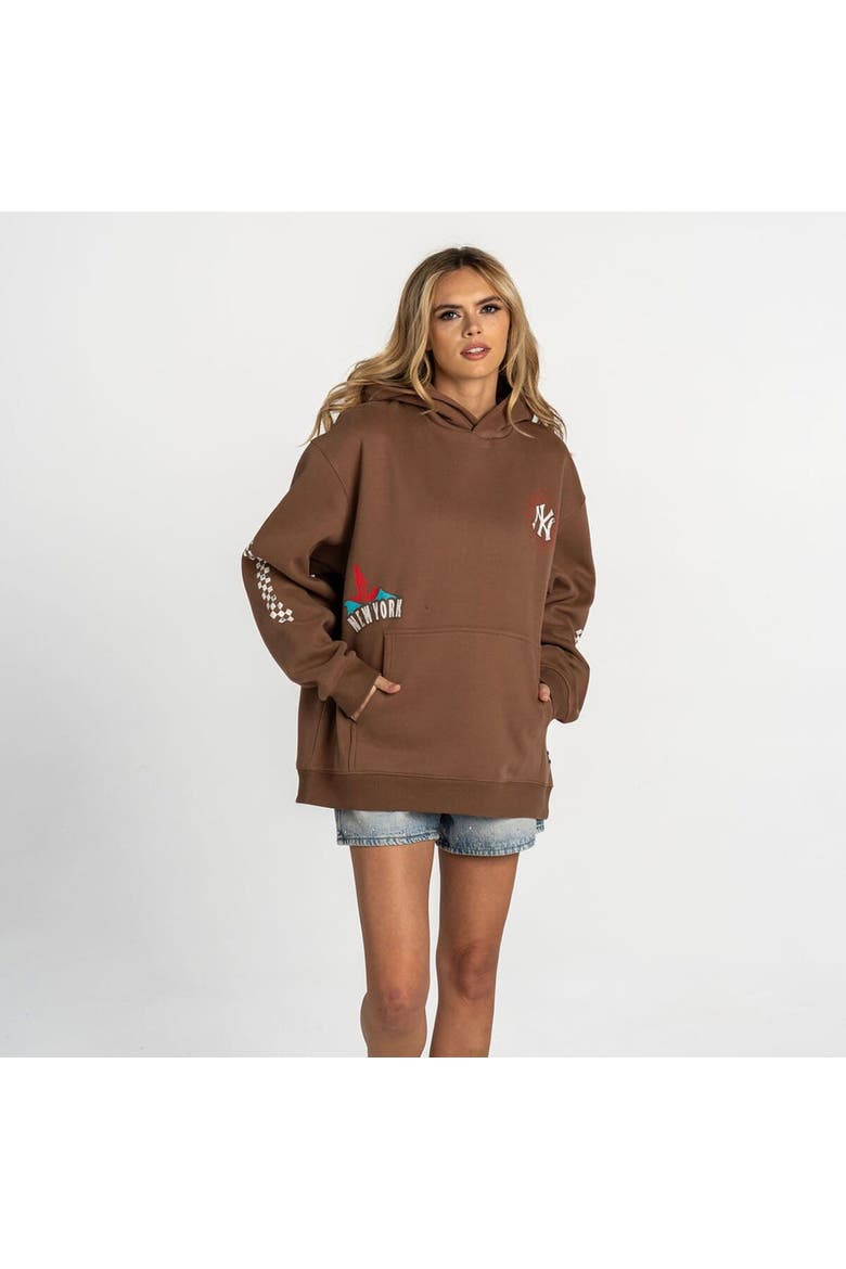 Women's The Wild Collective  Brown New York Yankees Oversized Hoodie, Main, color, Brown